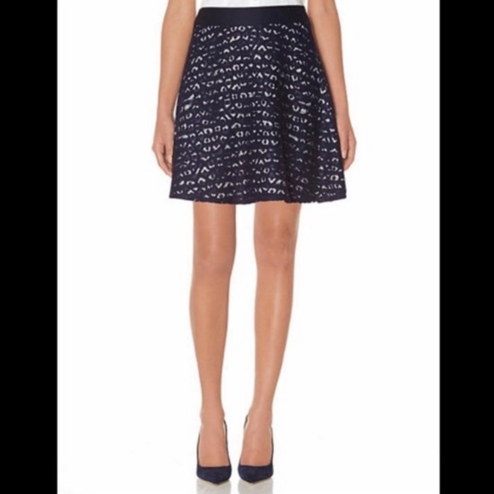 The Limited Lace Overlay Striped Mini A-line Skirt